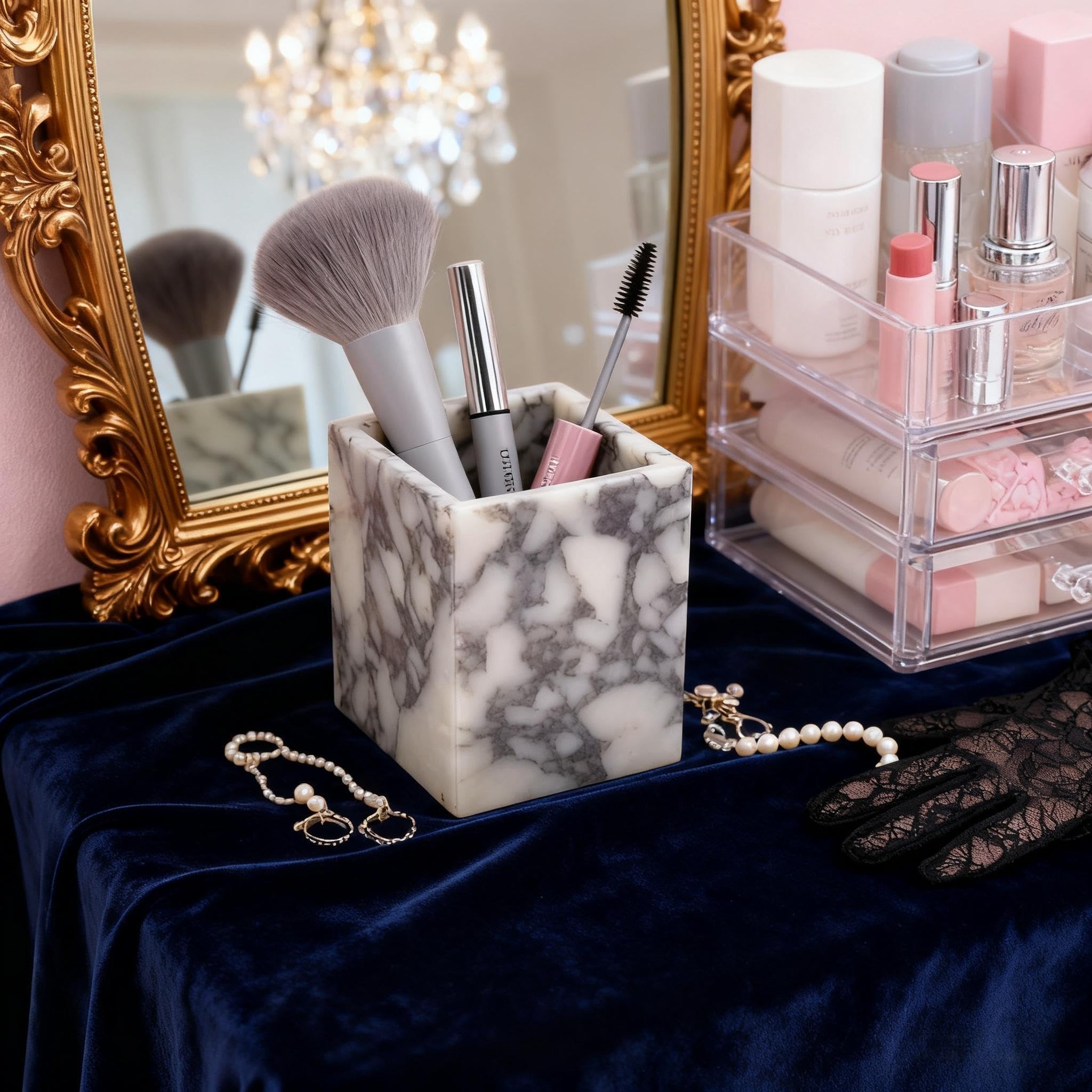 Natural Marble Multi-Purpose Desk Organizer