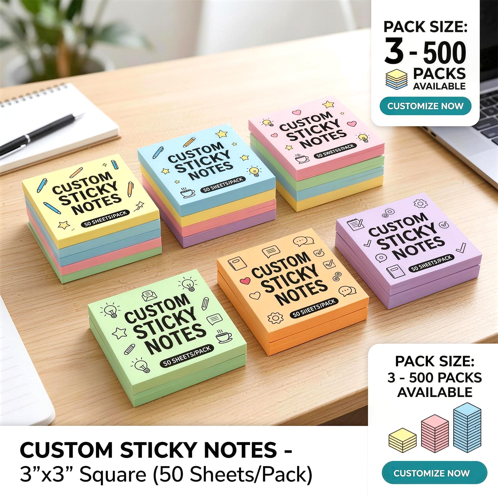 Custom Sticky Notes Memo Pad Set