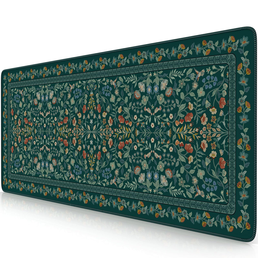 Floral XXL Desk Mat With Stitched Edges