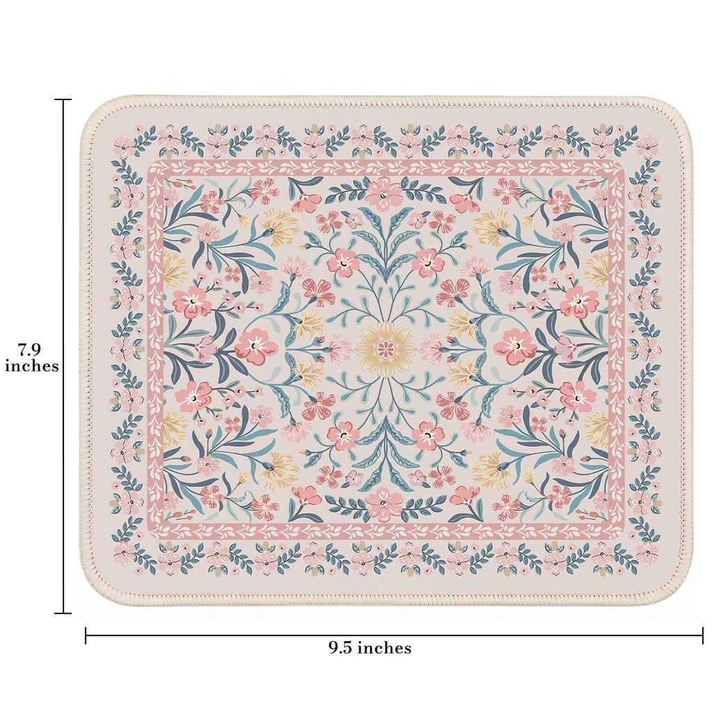 Floral XXL Desk Mat With Stitched Edges