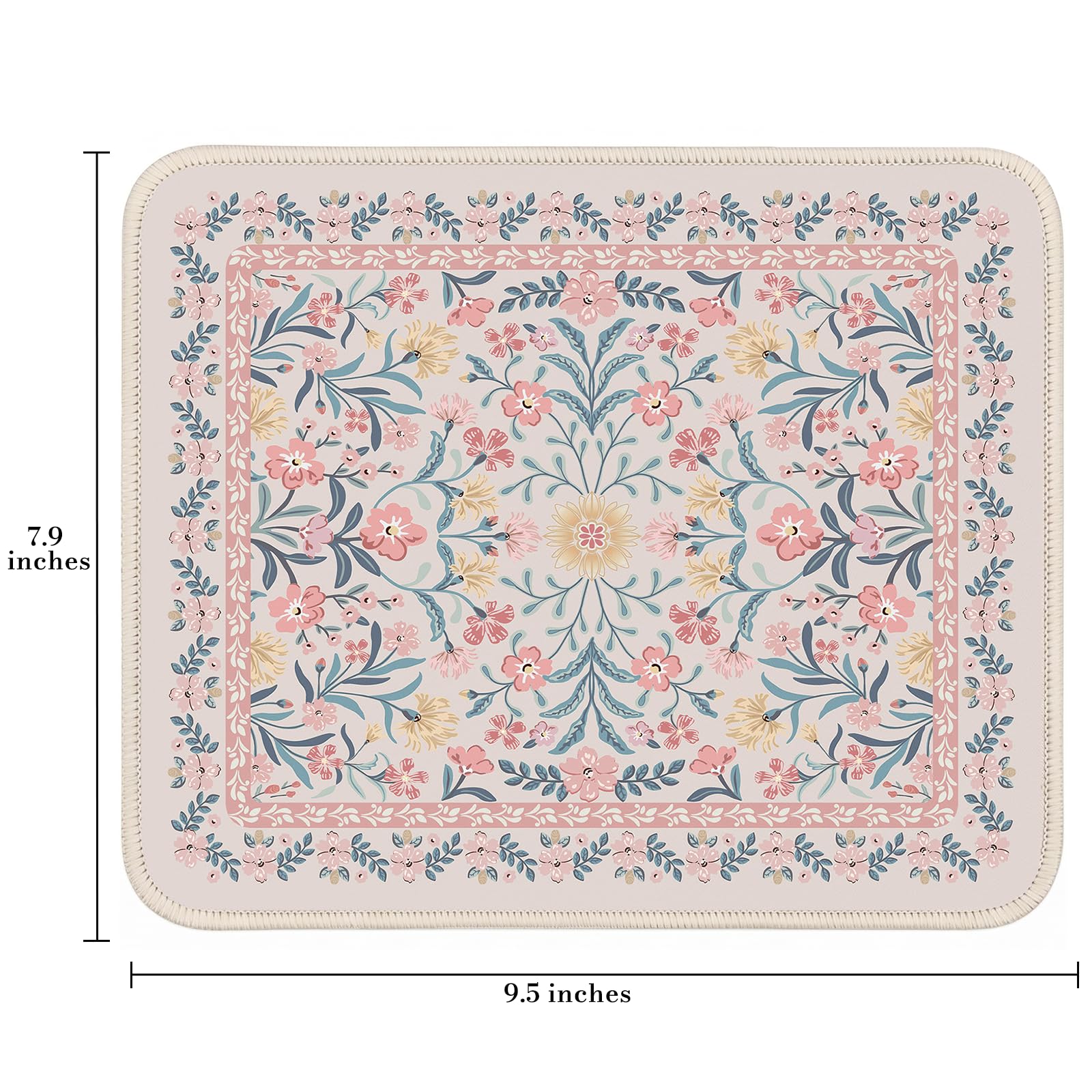 Floral XXL Desk Mat With Stitched Edges
