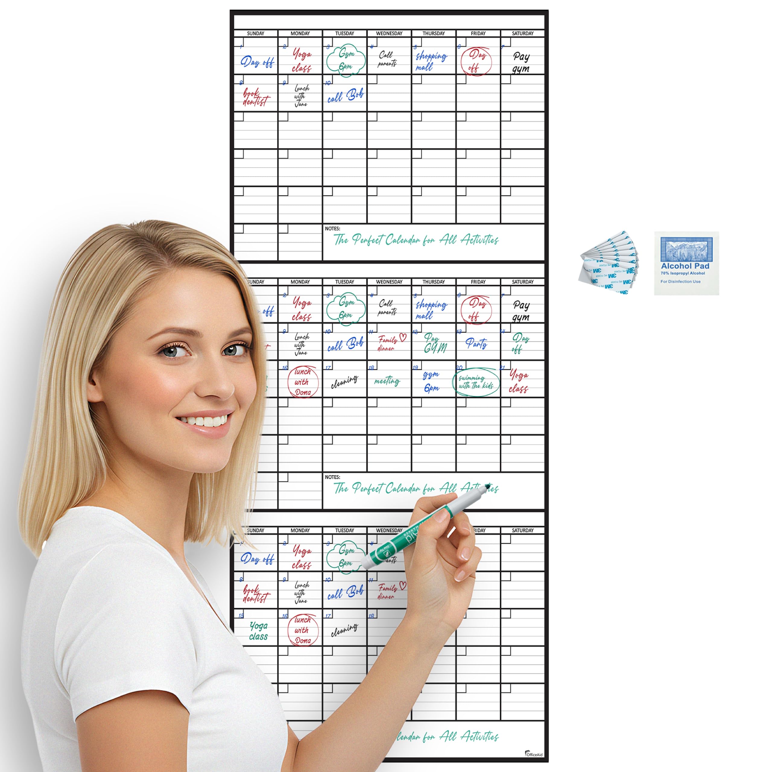 Large Dry Erase Monthly Calendar Whiteboard