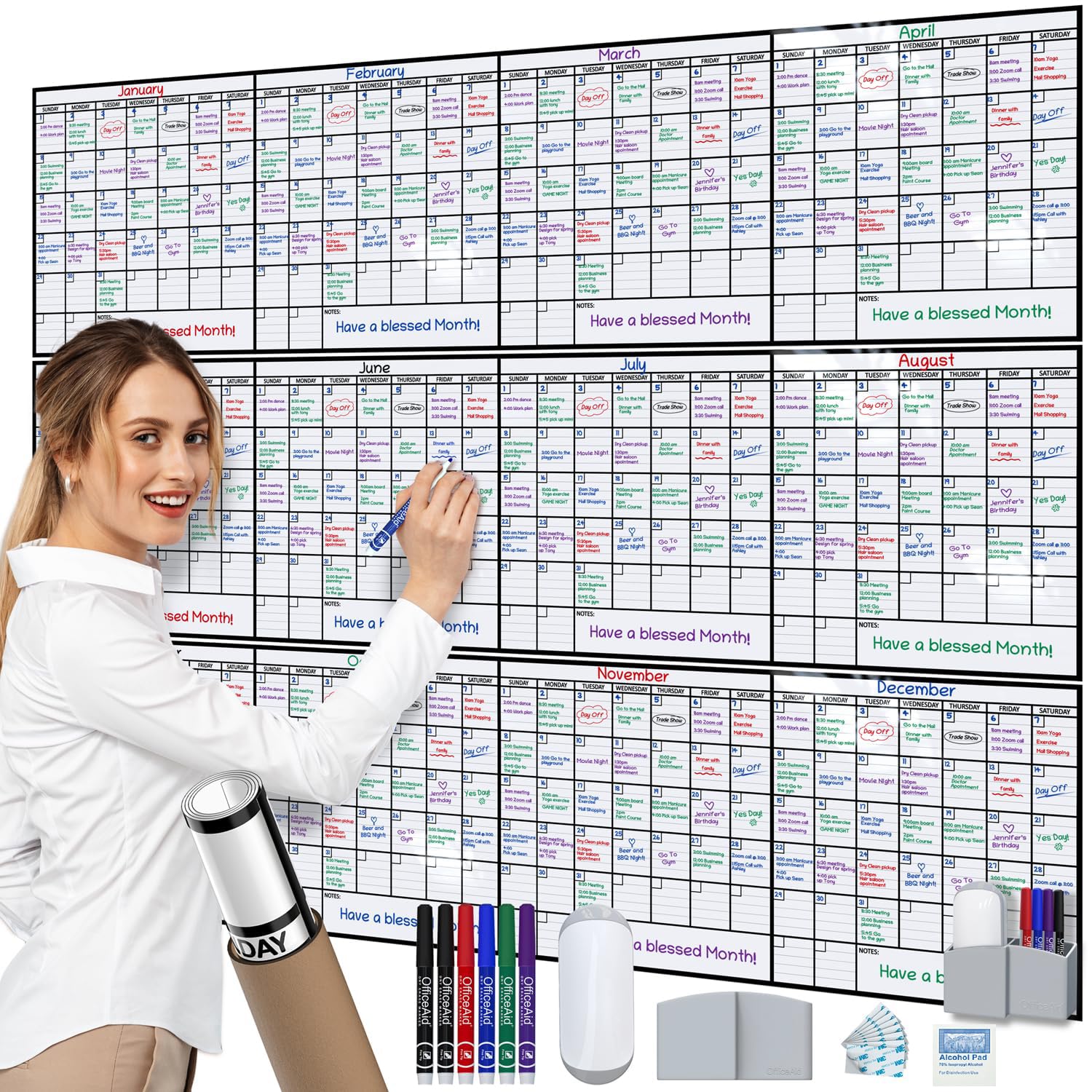 Large Dry Erase Monthly Calendar Whiteboard