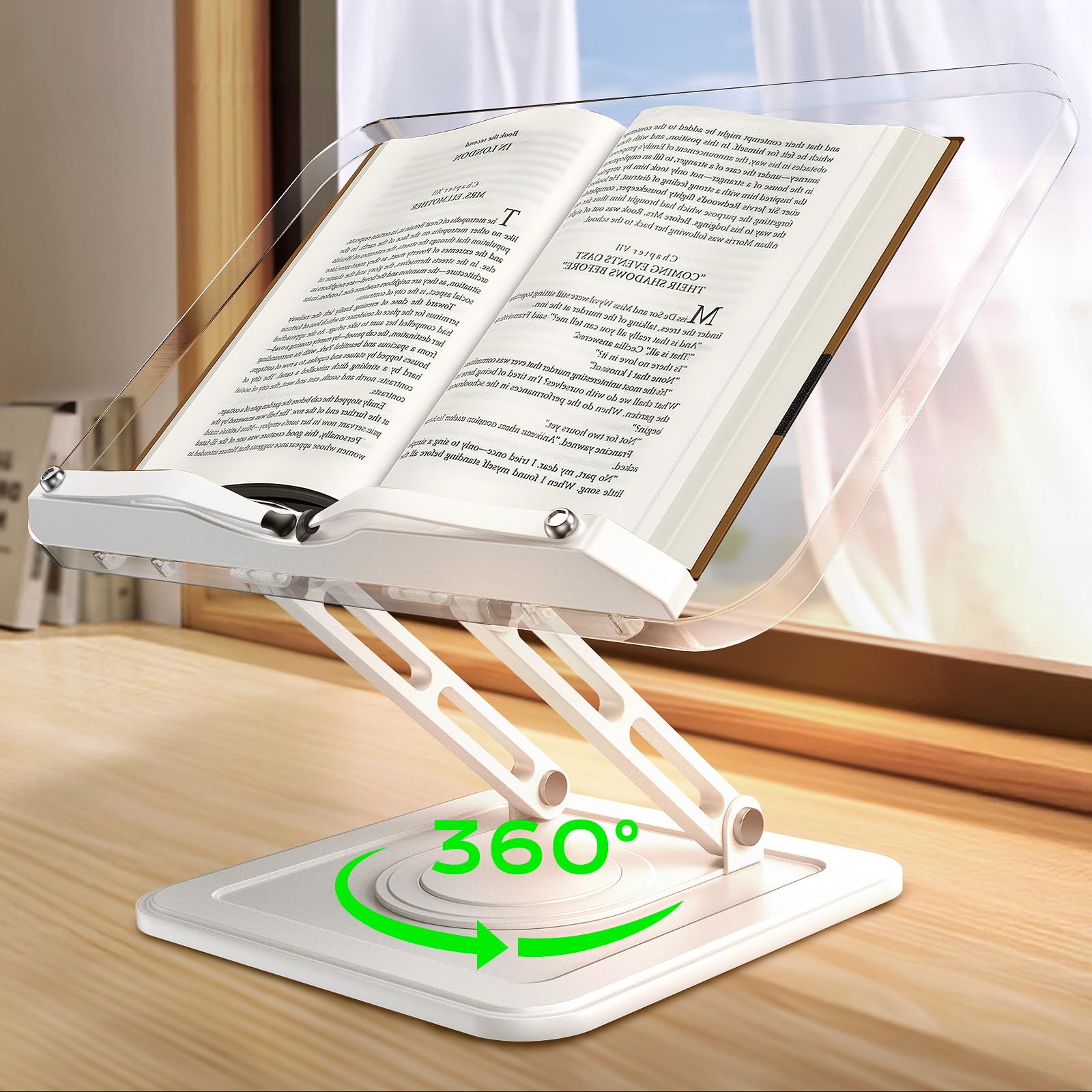 Adjustable Foldable Book Stand With 360° Rotation