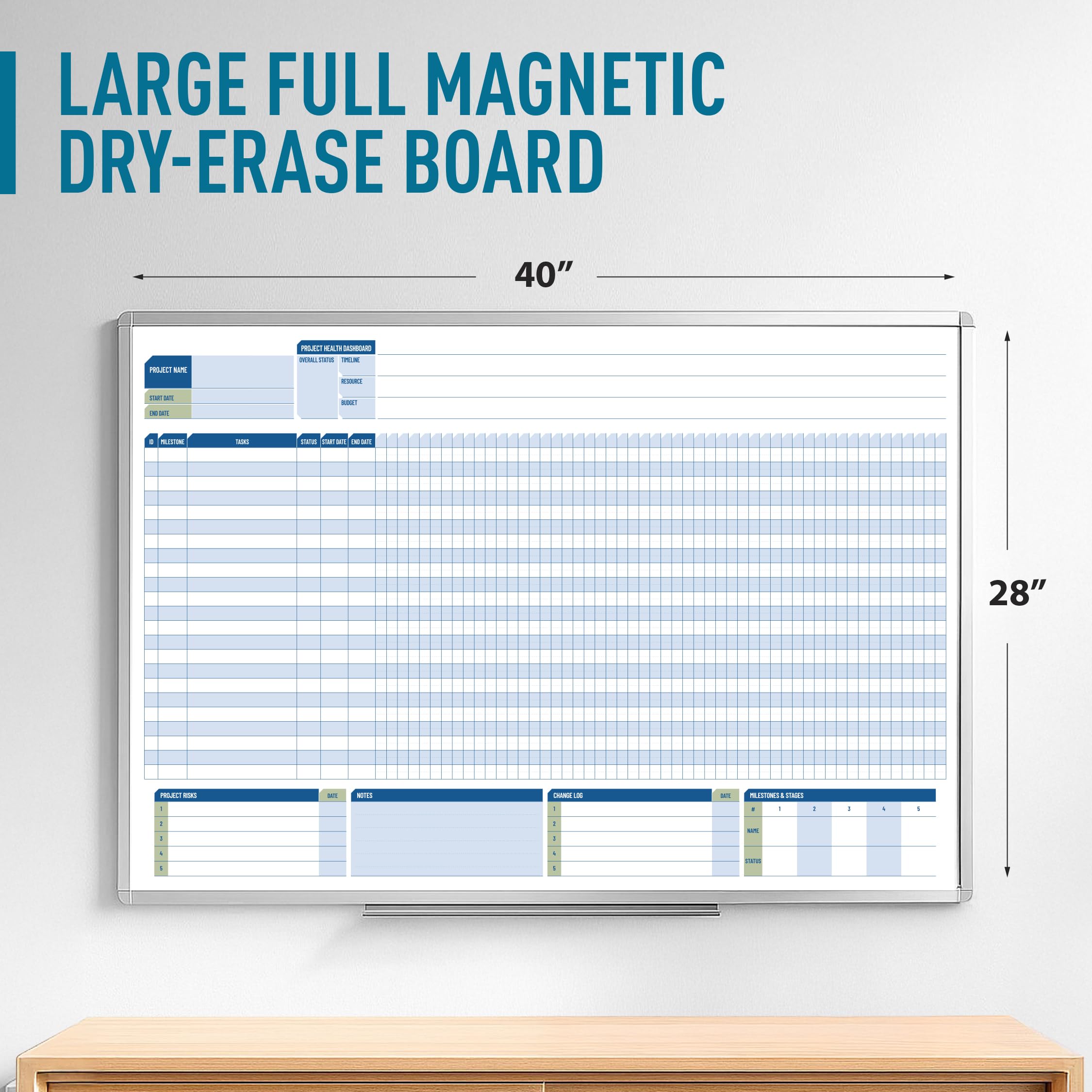 Professional Gantt Chart Whiteboard Planner