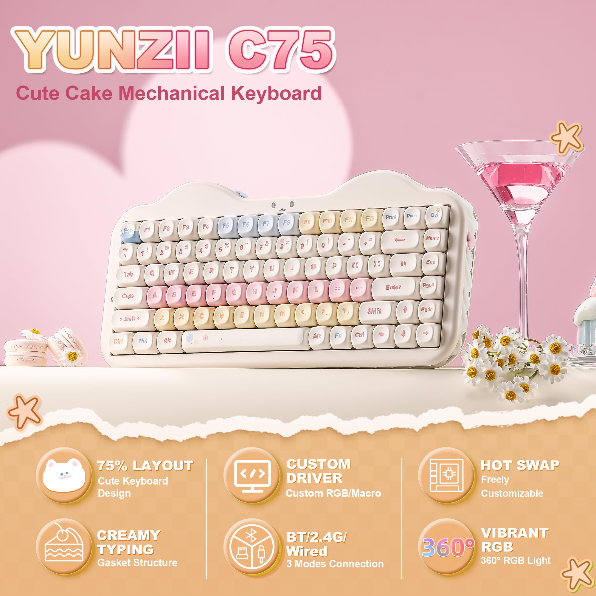 75% Wireless Mechanical Keyboard With RGB
