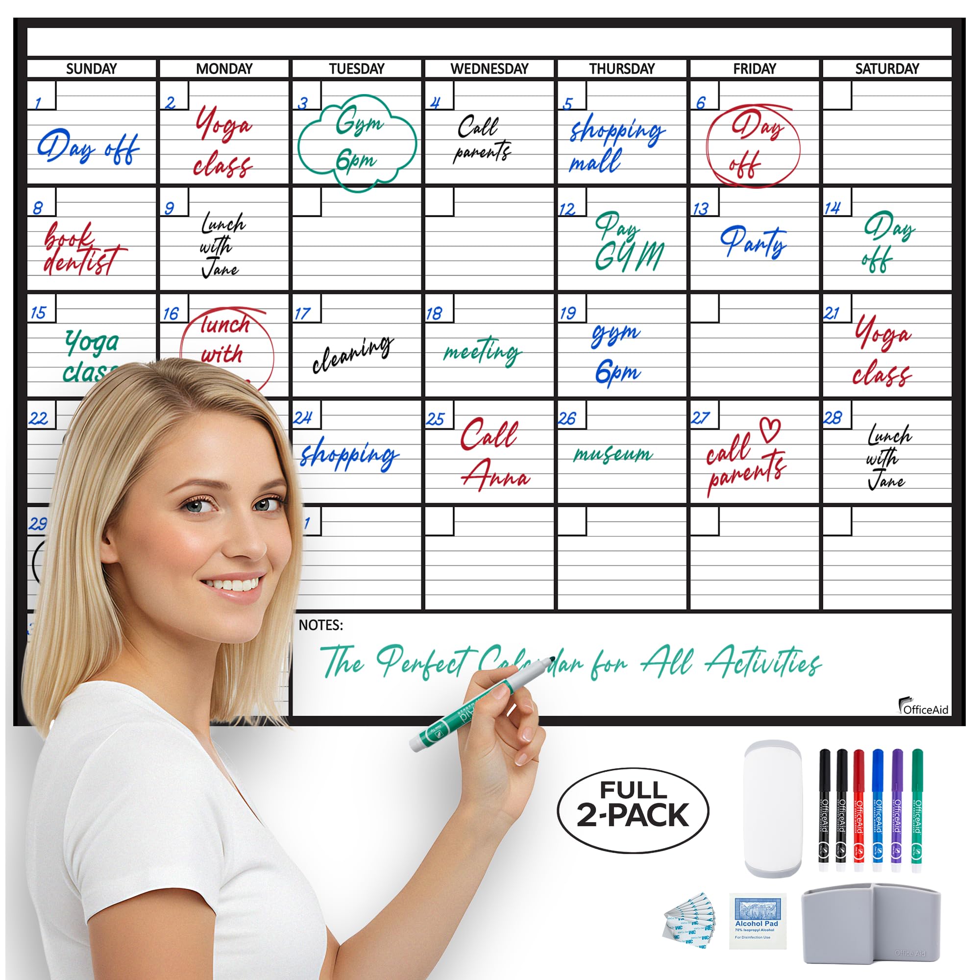 Large Dry Erase Monthly Calendar Whiteboard