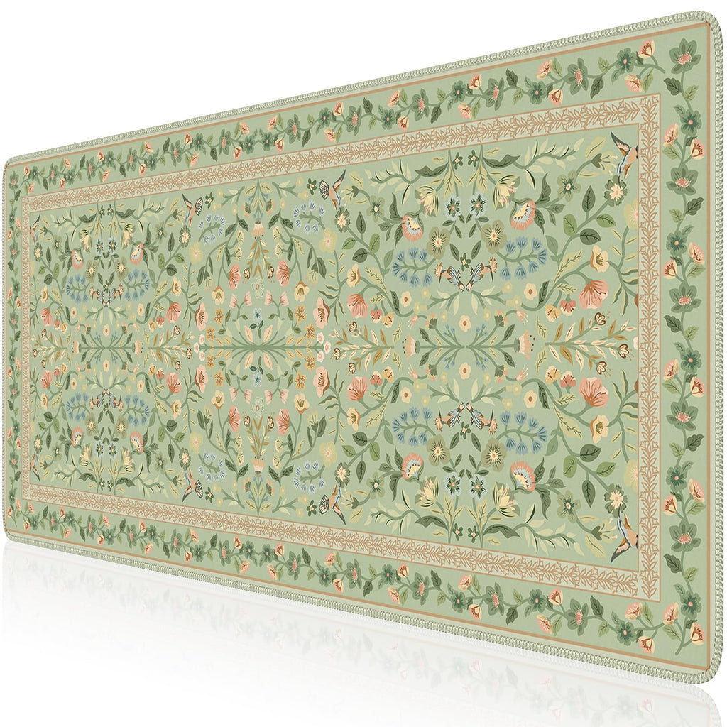 Floral XXL Desk Mat With Stitched Edges