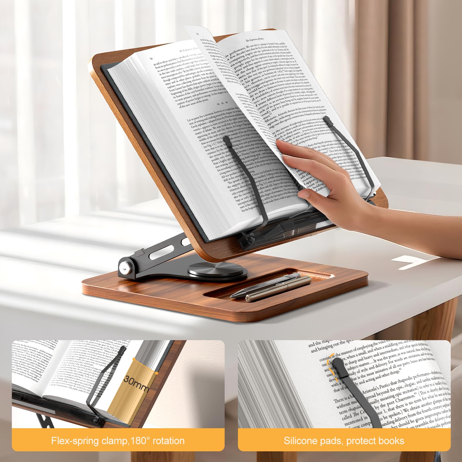 Adjustable Rotating Book Stand With Foldable Design