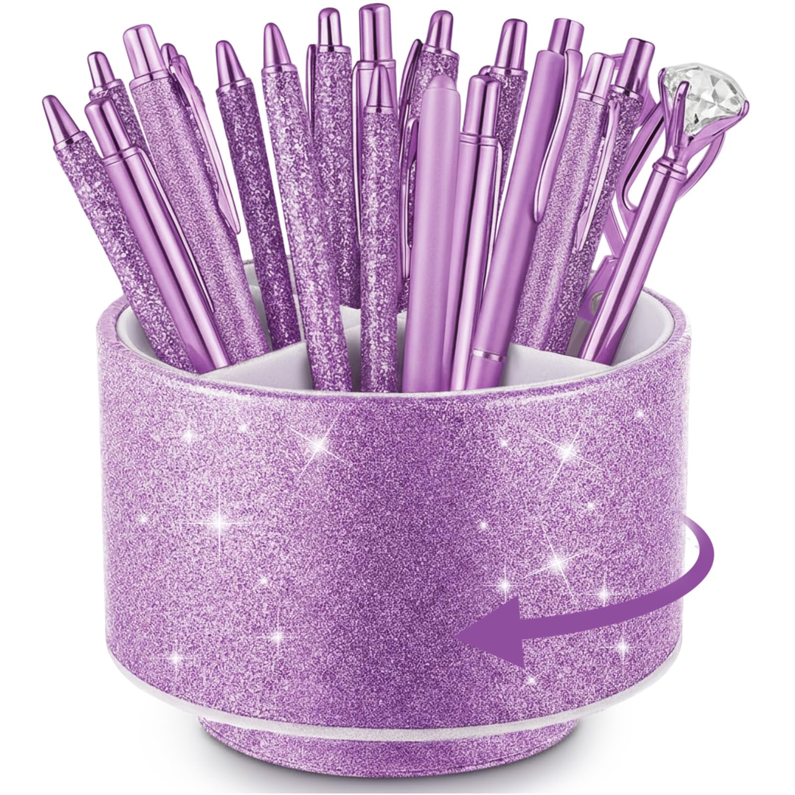 Rotating Glitter Pen Holder Desk Organizer