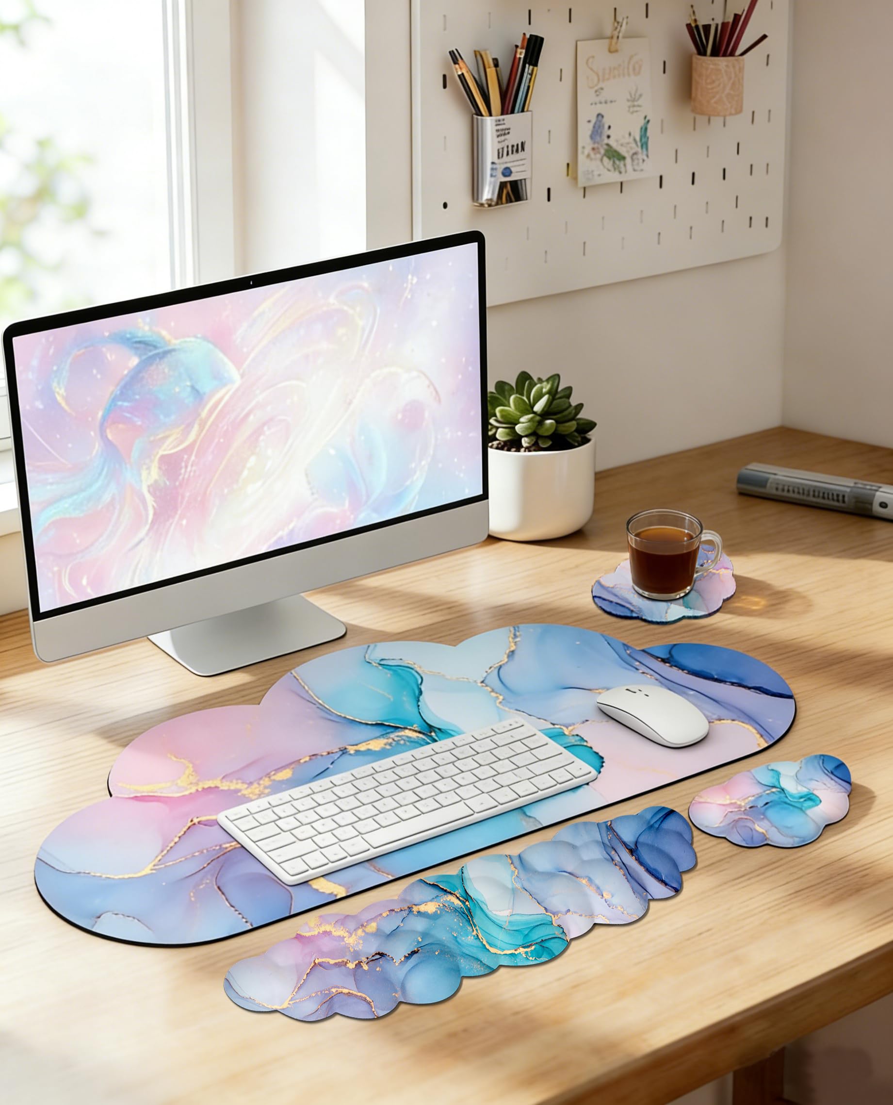 Large Ergonomic Mouse Pad And Wrist Rest Set