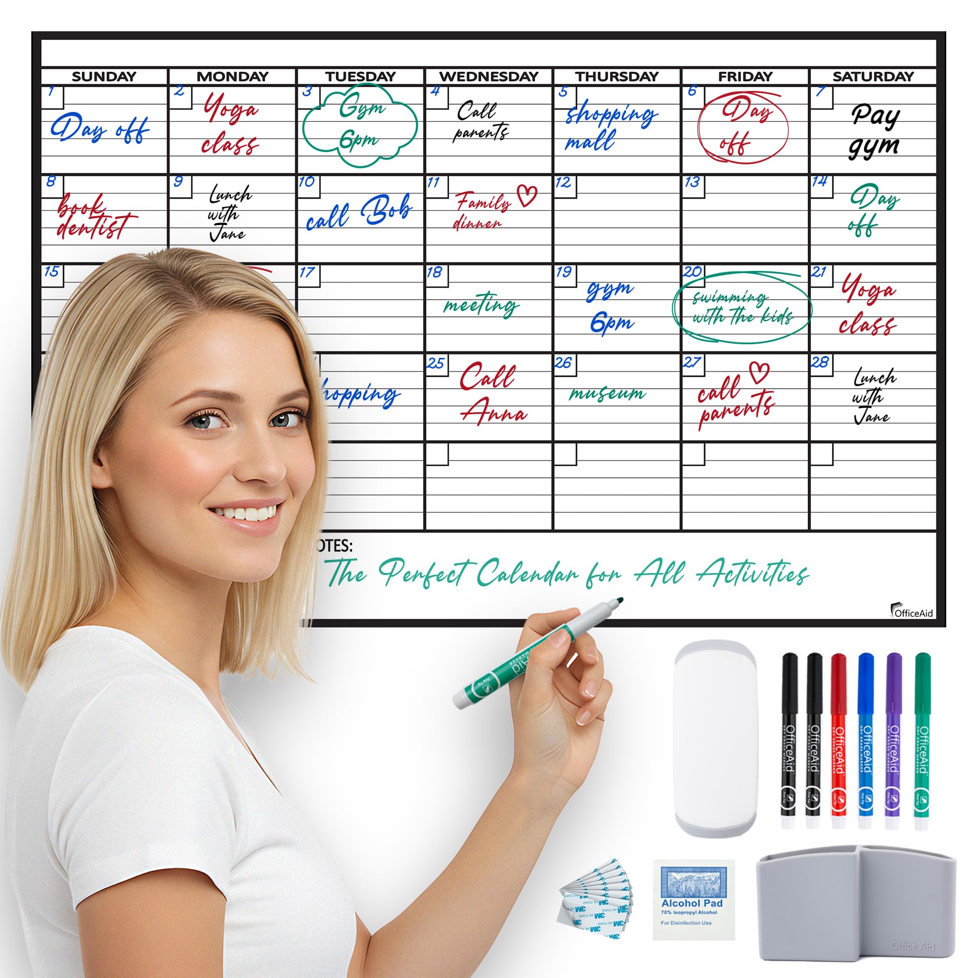 Large Dry Erase Monthly Calendar Whiteboard