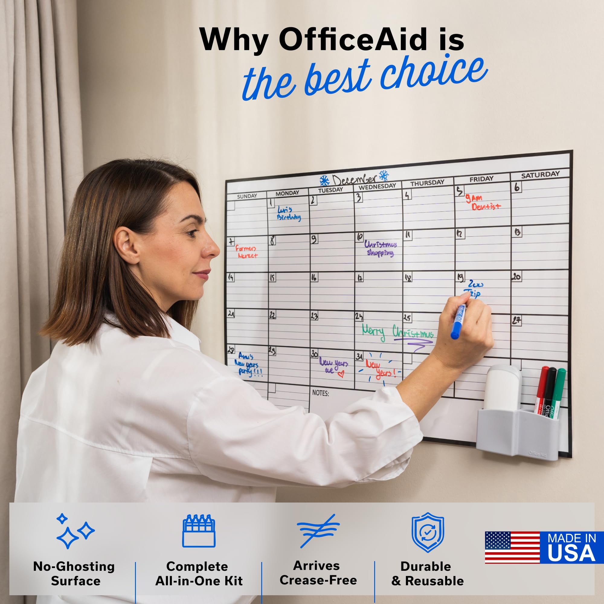 Large Dry Erase Monthly Calendar Whiteboard