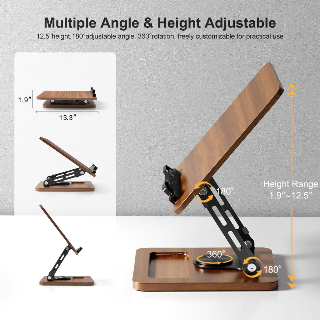 Adjustable Rotating Book Stand With Foldable Design