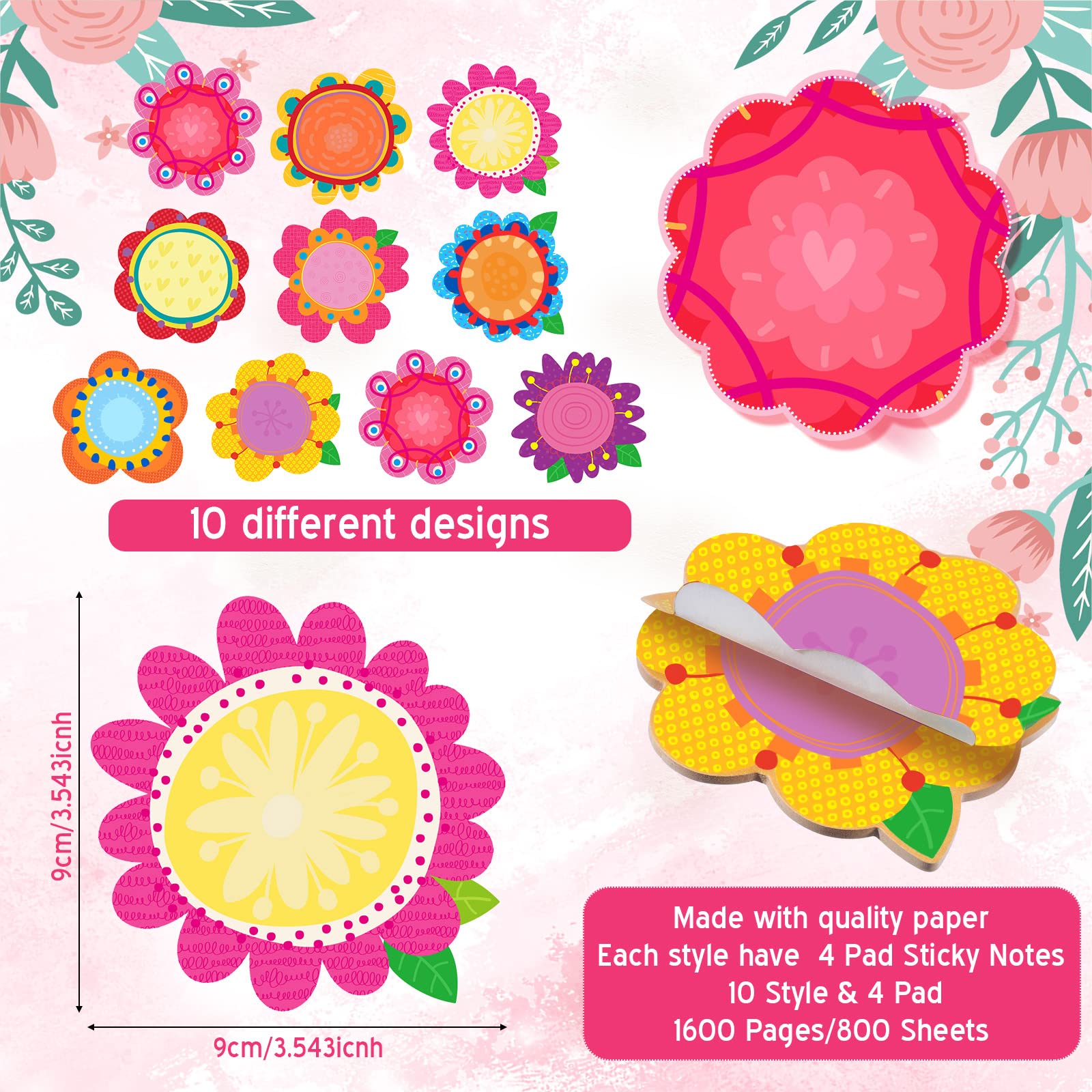 Floral Sticky Notes Memo Pad Set