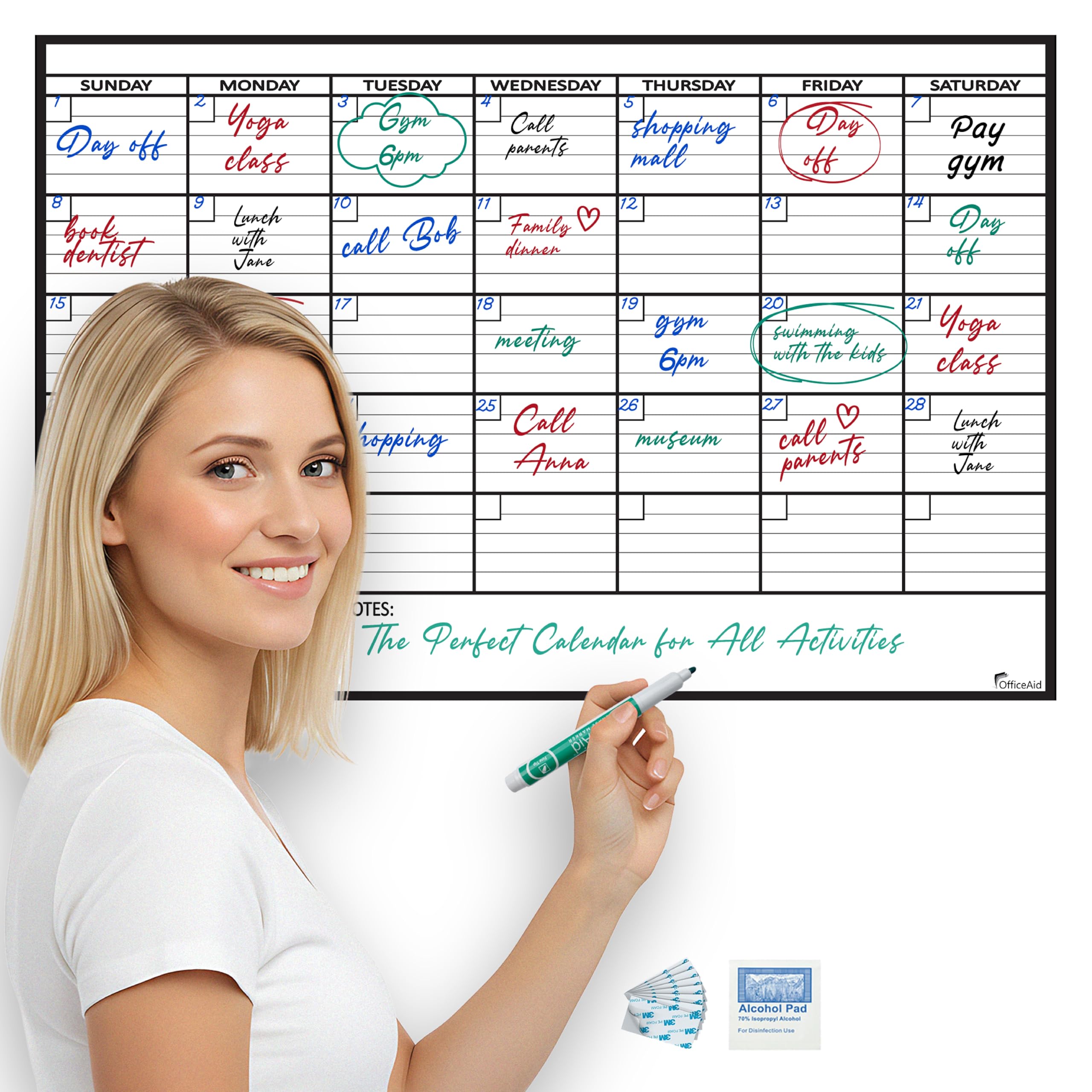 Large Dry Erase Monthly Calendar Whiteboard