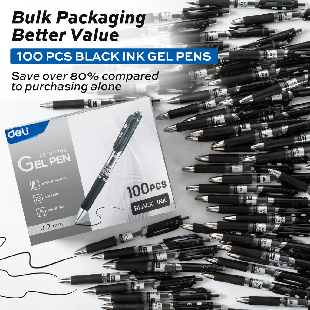 Retractable Black Gel Pen Set