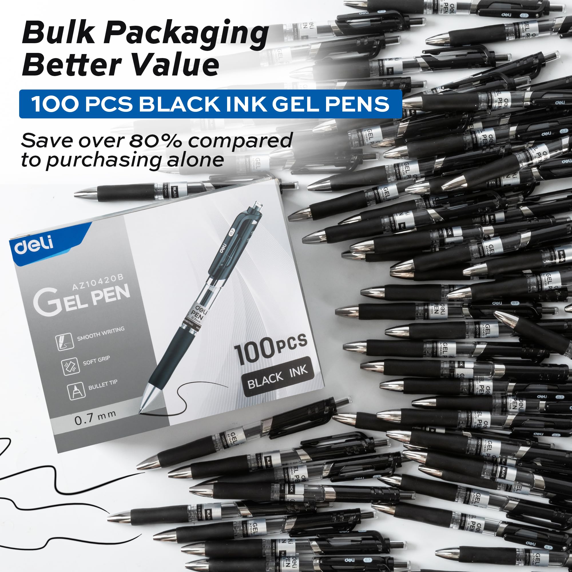 Retractable Black Gel Pen Set
