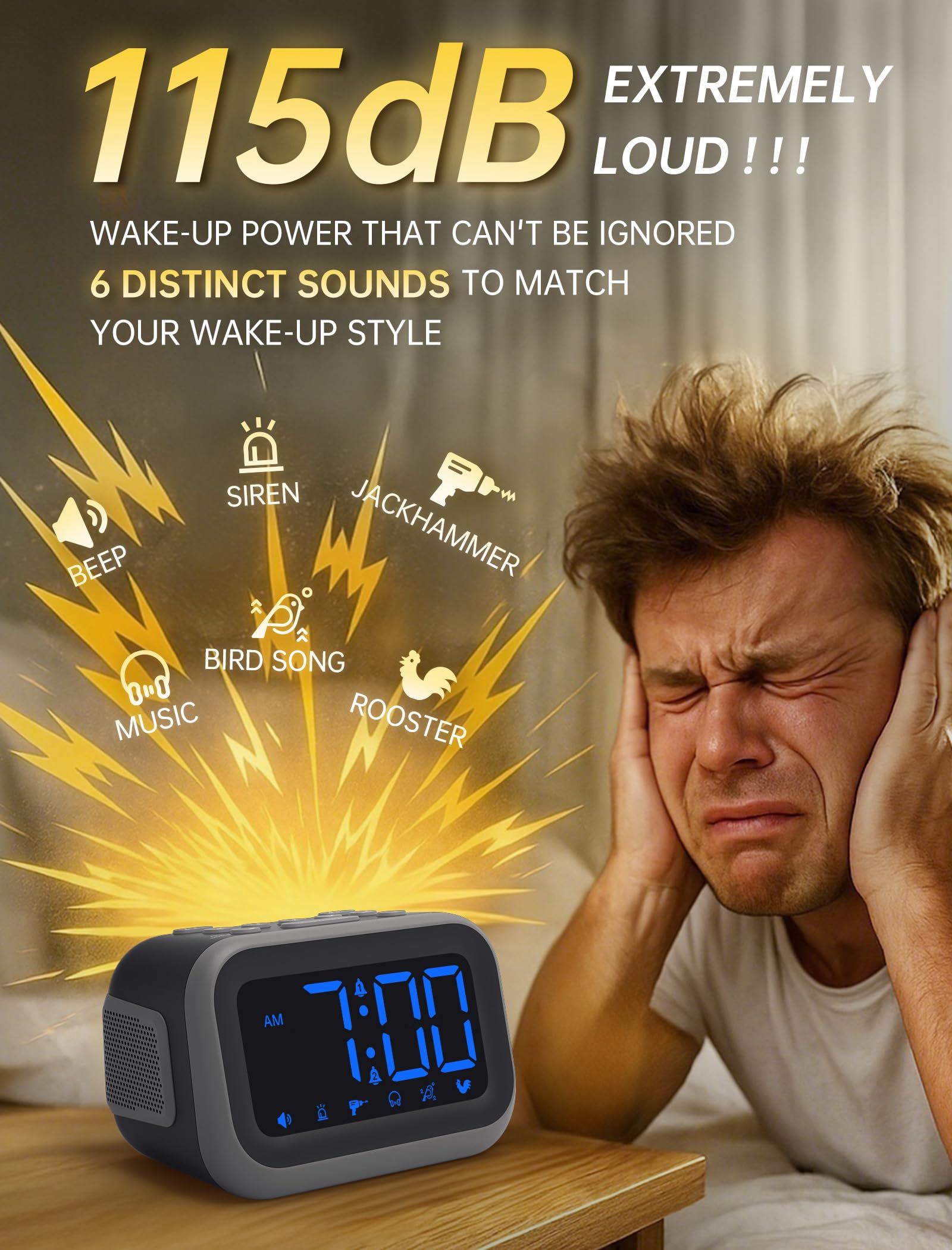 Super Loud Digital Alarm Clock With Dual Alarms