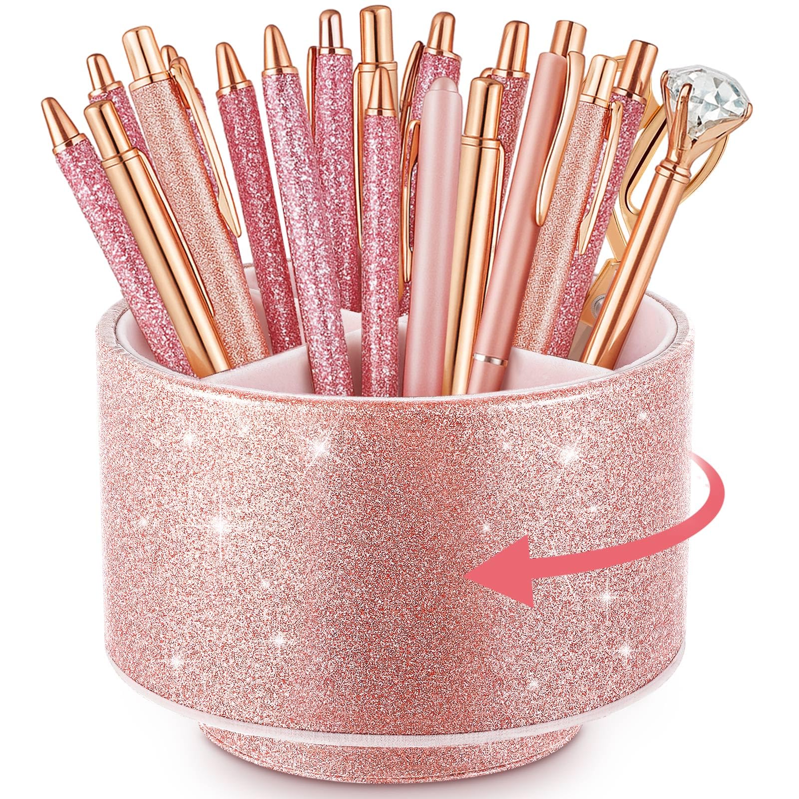 Rotating Glitter Pen Holder Desk Organizer