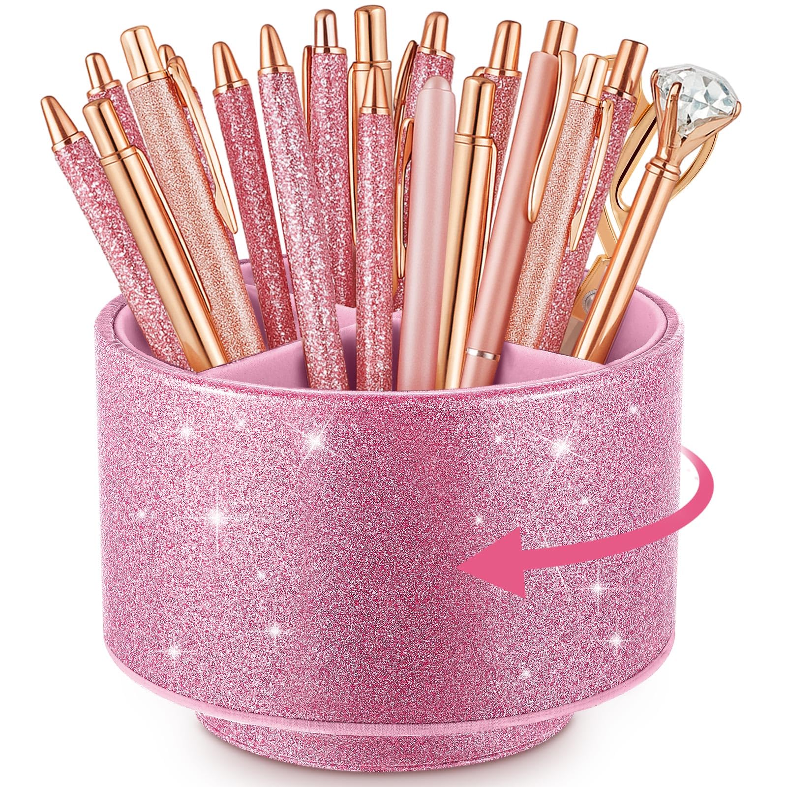 Rotating Glitter Pen Holder Desk Organizer