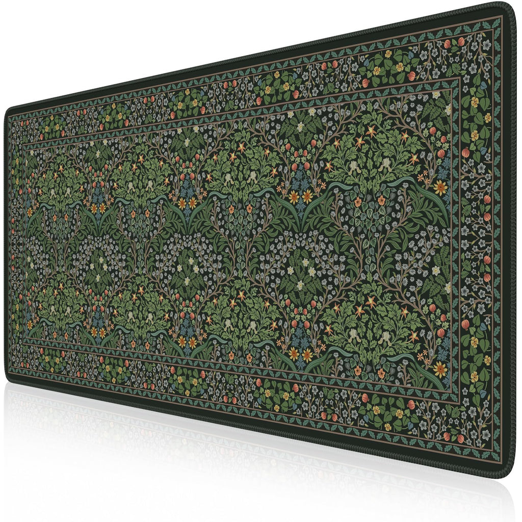Floral XXL Desk Mat With Stitched Edges