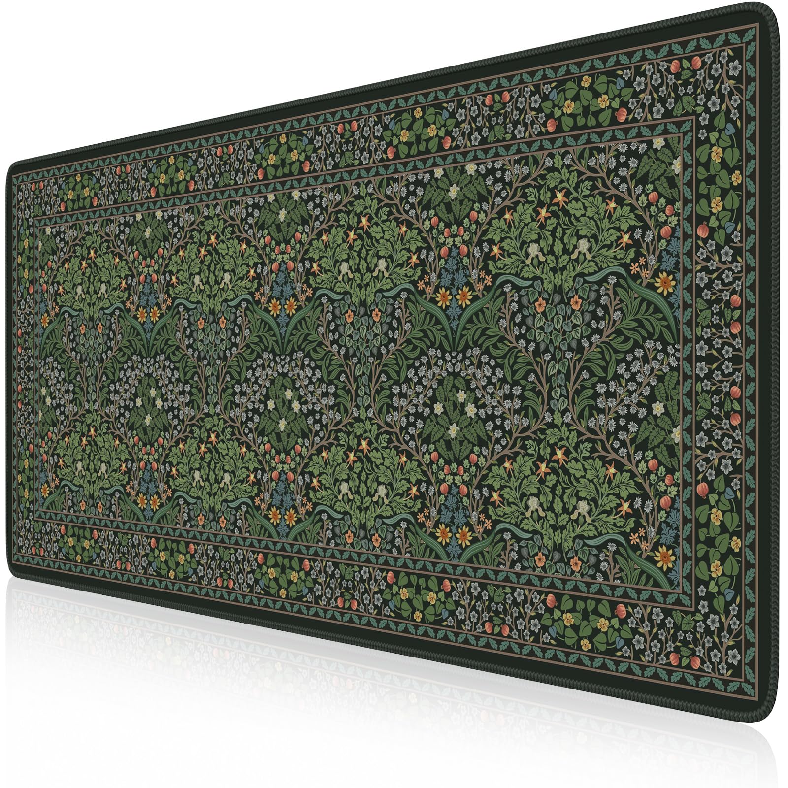 Floral XXL Desk Mat With Stitched Edges