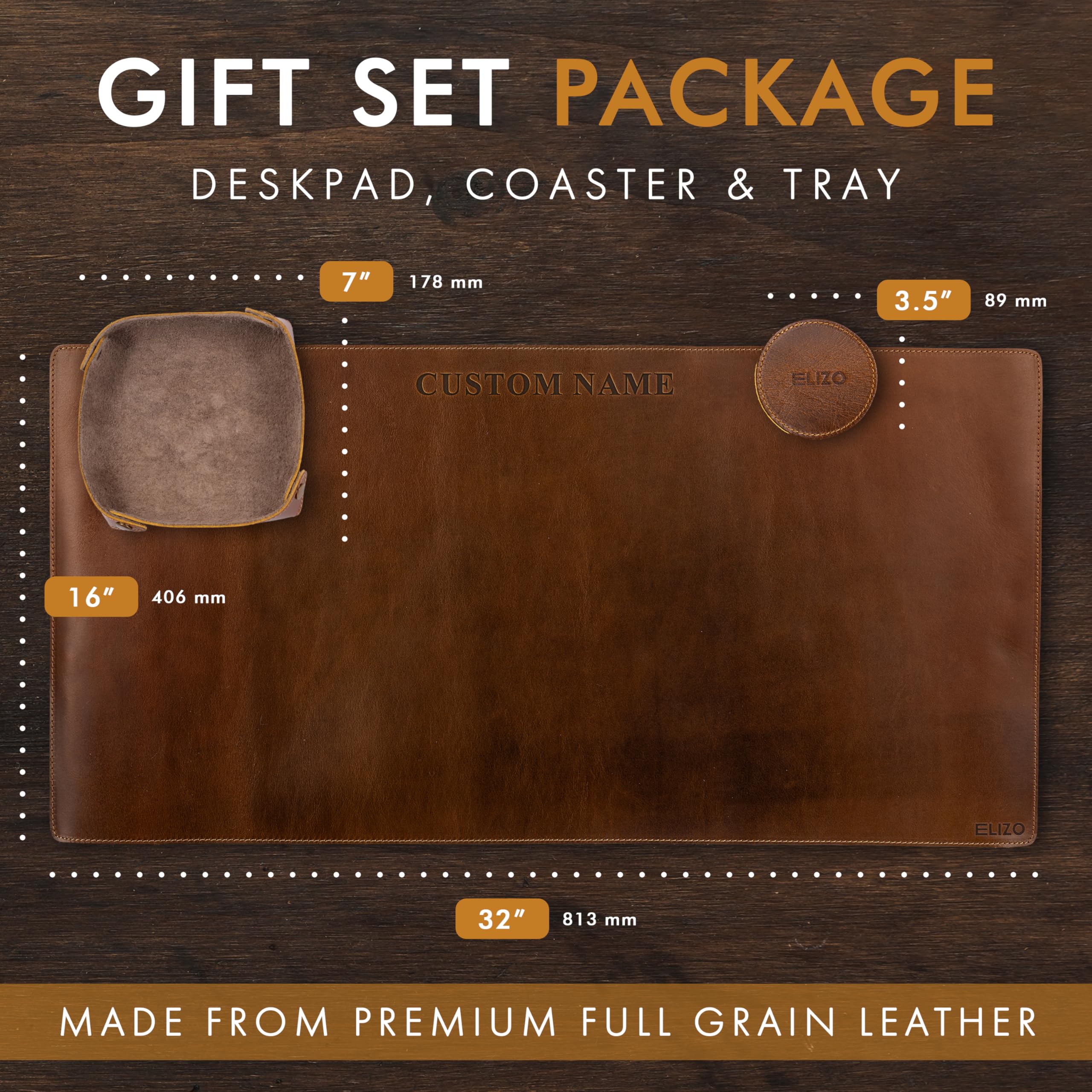 ELIZO Genuine Leather Desk Pad Leather Desk Mat