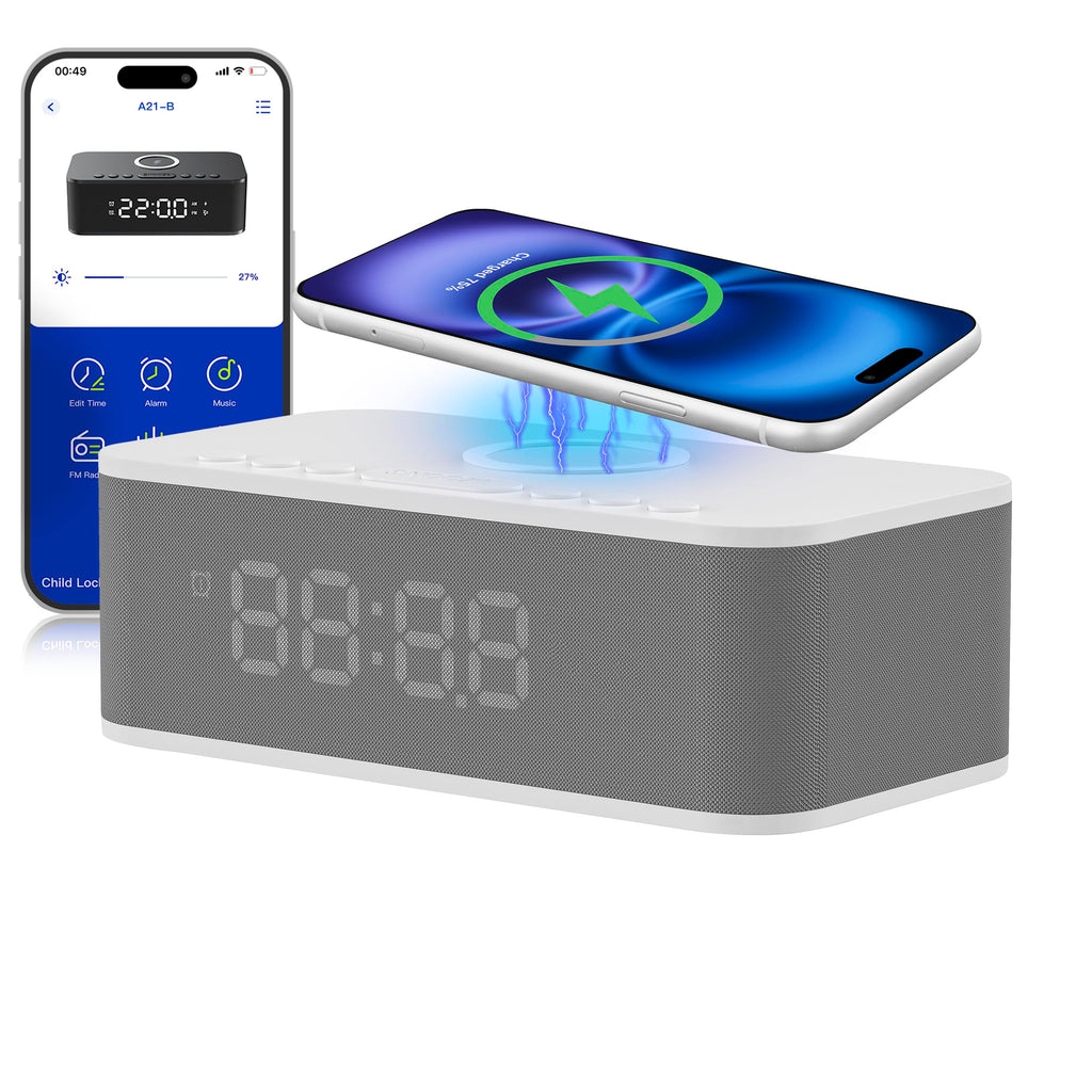 Bluetooth Alarm Clock Radio With White Noise